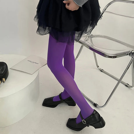 Sweet Girls Colorful Elastic Long Hosiery Stockings Women Candy Color Sexy Tights Spring Autumn Warm Velvet Seamless Pantyhose