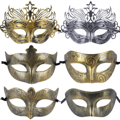 1PC Masquerade Mask Vintage Prince Mask Black Antique Copper Half Face Mask Plastic Retro Crown Masks Women Party Decoration