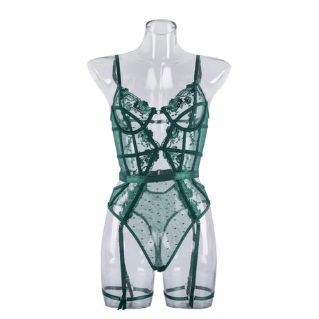 Toucheart Lace Sexy Skinny Babydoll Bodysuit Embroidery Erotic Private Adult Suit Solid Color Patchwork High Waisted Sexy Set