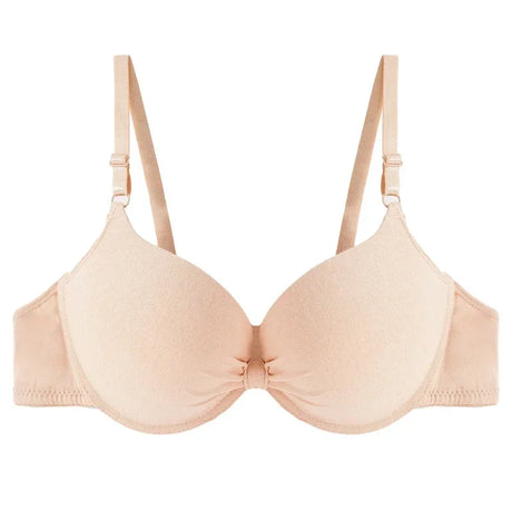 Sexy Women Cotton Gathered Bra Deep V Underwire Ladied Brassiere Push Up Lingerie Solid Bras Backless Intimate Underwear