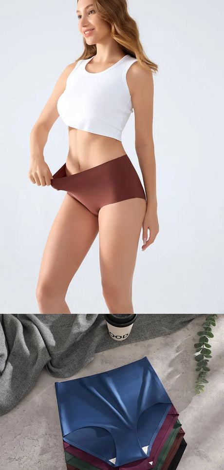 FINETOO 5Pcs Women's Panties Seamless Underwear Invisibles Briefs High Waist Full Coverage Breathable Moisture Wicking Underpant
