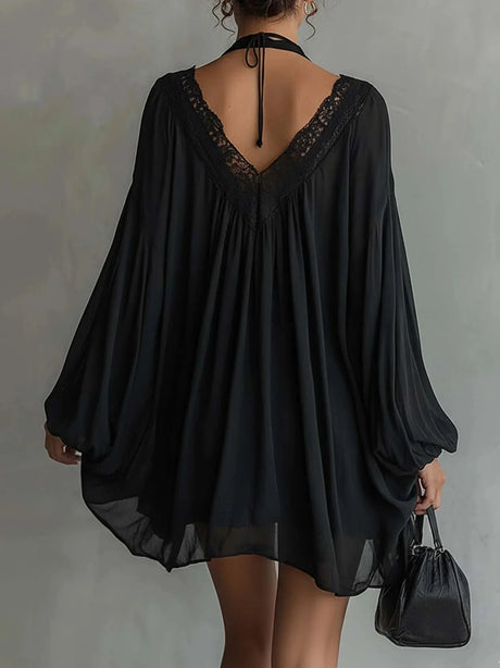 2026 New Black Lace V Neck Satin Robe Dress Nightwear Sleepwear Slip Dress Lingerie Chemise