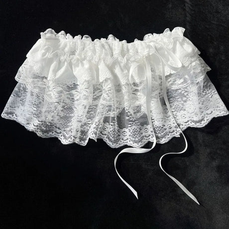 2026 Korean Ins Unique Lace Layered Gauze Skirts Lace Trim A-Line Short Cloth Mini Waist Skirts Harajuku Girl's White Skirts Y2K