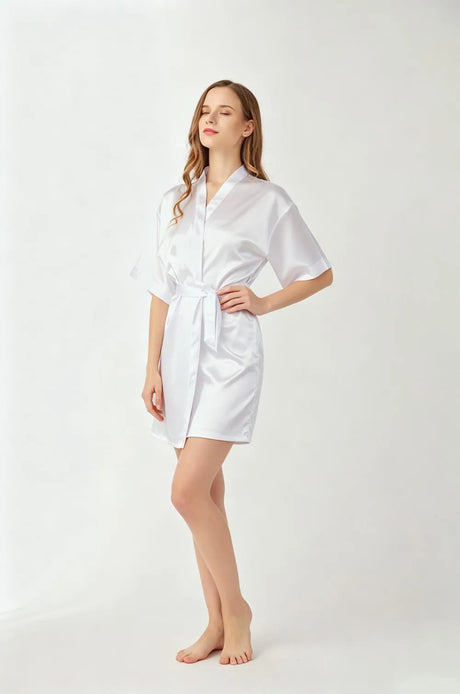 Women Satin Kimono Robe Silky Bride Bridesmaid Bathrobe Short Nightgown for Wedding Party Spa Sleepover Home Sleepwear Robes