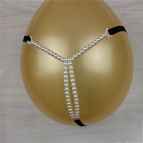 Sexy Massage Pearls Thong Women Panties Open Crotch G-string Erotic Lingerie Woman High Stretch Plus Size T Back Sex Accessories