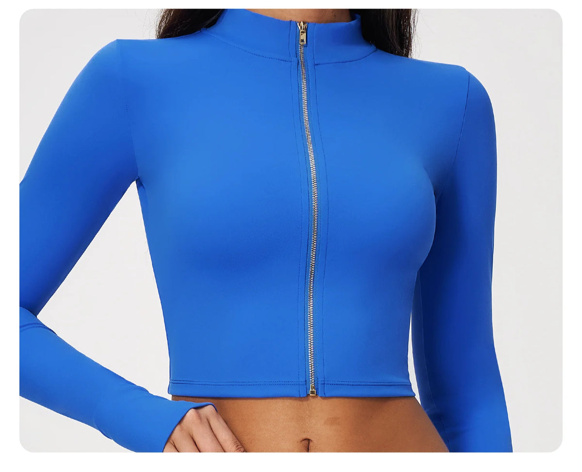 Yoga Long Sleeve Women's Zipper Sports Jacket Fitness Yoga Shirts Gym Top Activewear Running Coats Workout Clothes For Cycling