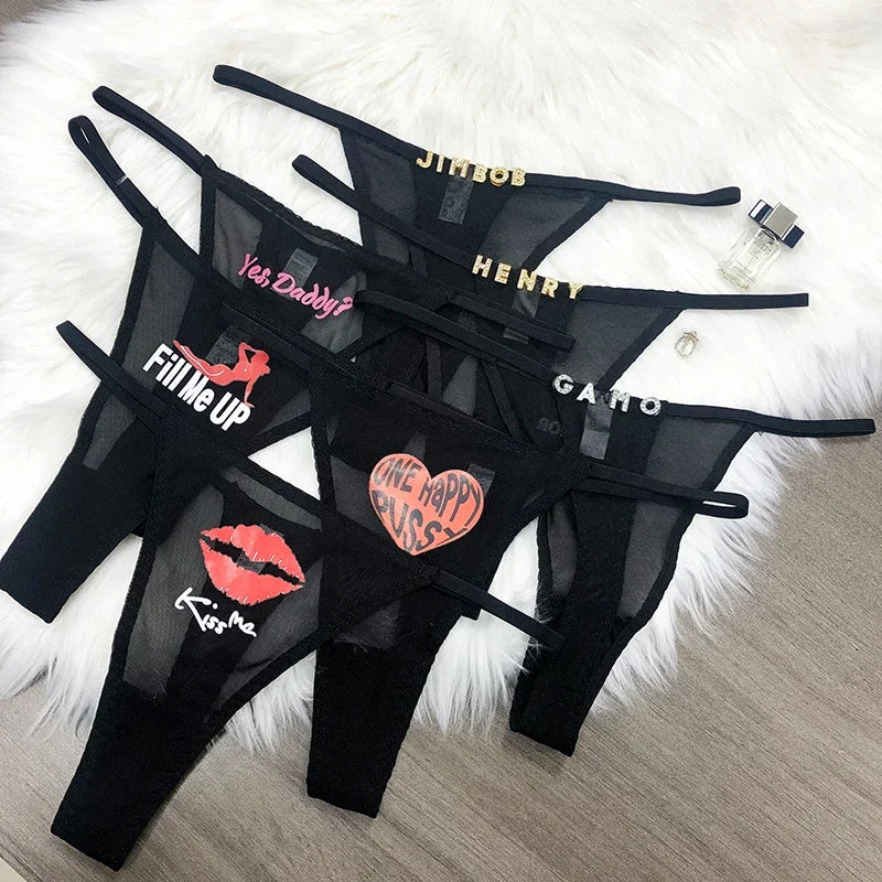 Custom Thongs Crystal Name Letter Women Sexy Underpants Erotic G-String Panties Personalized Underwear Girl Friend Hot wife Gift