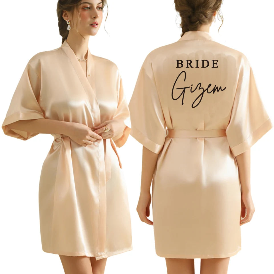 Personalized Robe for Bride Bridesmaid with Name and Date Birthday Party Gown Add Any Text Bathrobe - Customizable Gifting