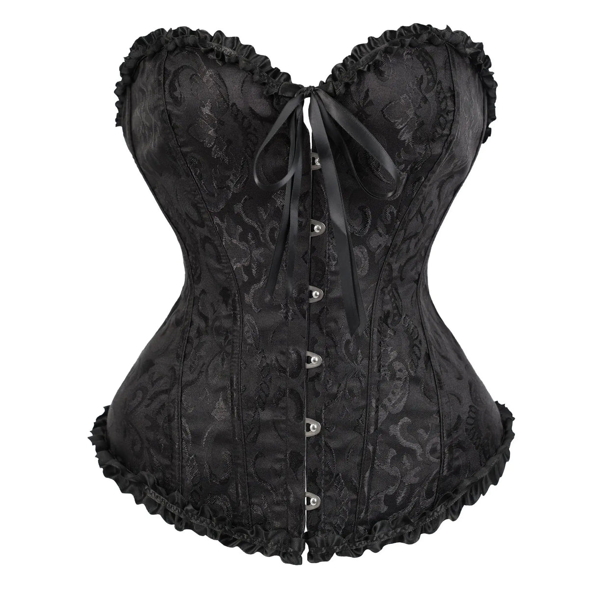 Women Bustier Corset Victorian Gothic Jacquard Front Busk Waist Cincher Halloween Party Wear