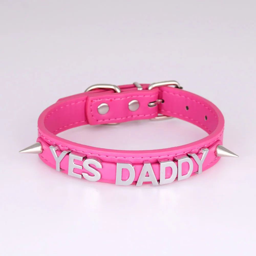 Lovely Personalized Letters Choker Women Leather Collar Punk Chocker Custom Name Bling Crystal Jewelry Cosplay Necklace