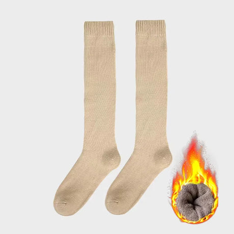 Socks women's Winter Warm Long Stockings Thick Thermal Cotton Terry Solid Harajuku Breathable Thicken Casual Knee High Socks