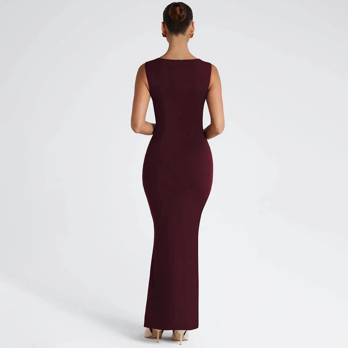 Hugcitar Women Elegant Solid Square Collar Straps Sexy Bodycon Maxi Prom Dress Summer Women Y2K Clothes Evening Party Birthday