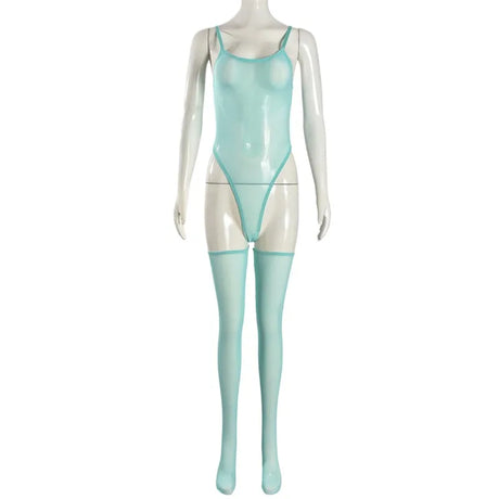 Toucheart Erotic Dress with Leg Socks Mesh See-through Patchwork Seductive Body Shaping Backless Women Intimate Hollow Dress Set