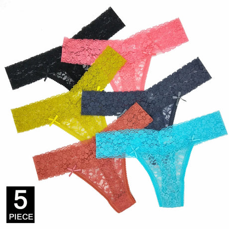 Ladies Sexy Lace Panties Women Thongs Breathable Low Waist Fashion G Strings Hollow Transparent Underwear Lingerie 5 pcs/lot
