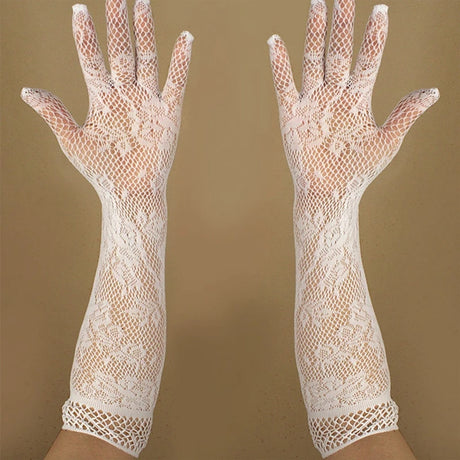 Sexy Elastic Mesh Gloves With Colored Flash Diamonds Bungee Stage Performance Hollow Fishing Net Punk Hiphop Women's Gloves R51
