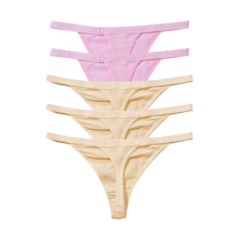 5Pcs Sexy Cotton Thongs Low Waist Seamless Female Comfortable Lingere Underpants Breathable Underwear Women G String