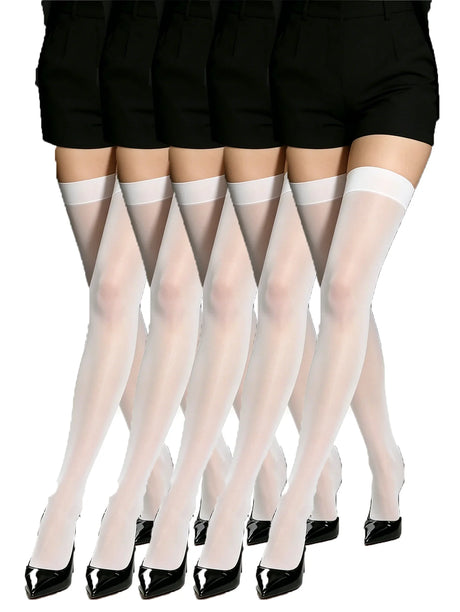 1/3/5 Pairs Women's Thigh High Sheer Stockings 5 Colors Opaque Top for Party