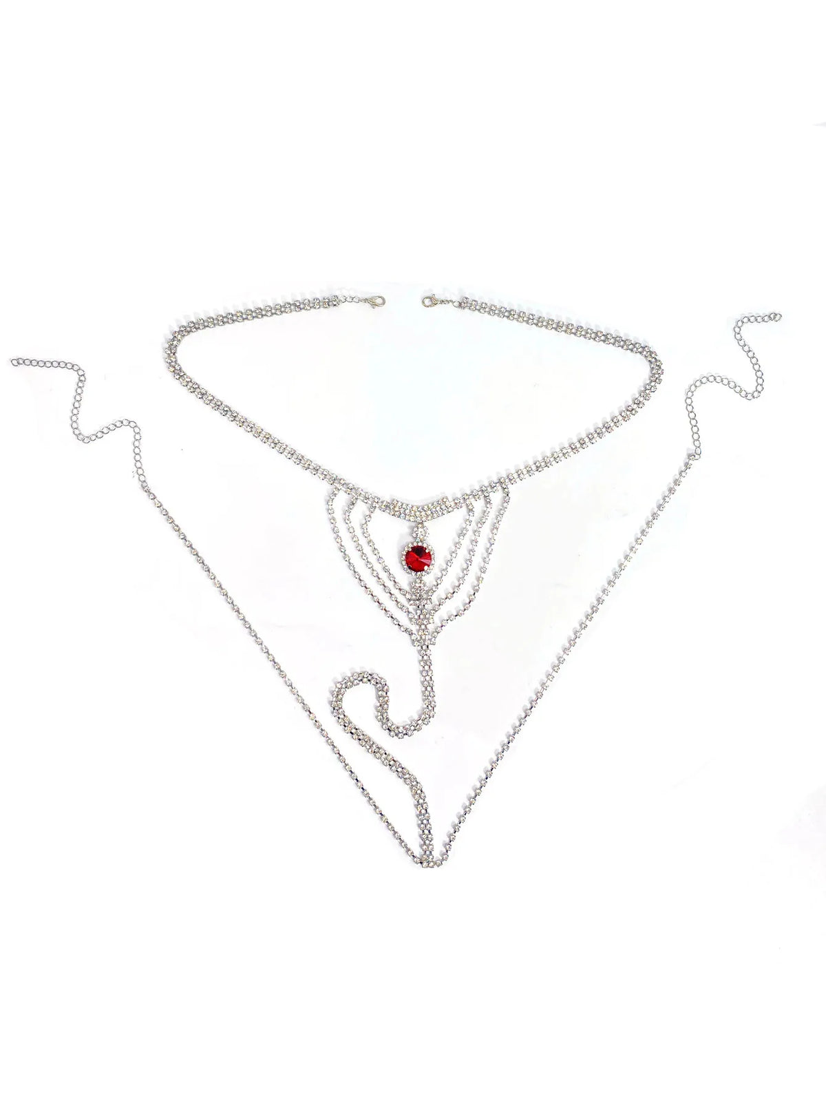 Bikini Body Chain Sexy Nightclub Rhinestone Underwear Chain Round Ruby