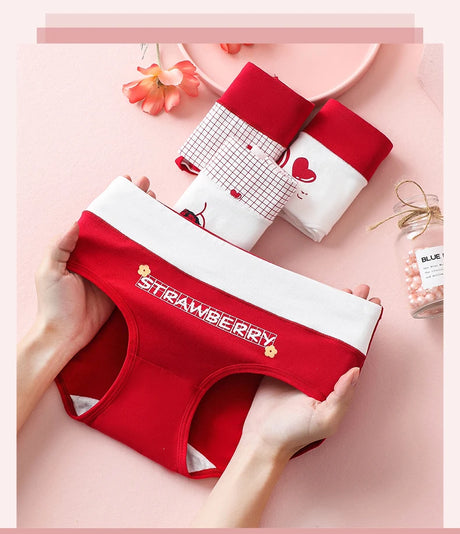 High Waist 4Pcs/Set Cotton Panties Women Body Slimming Underwear Breathable Cute Young Girls Briefs Female Lingerie