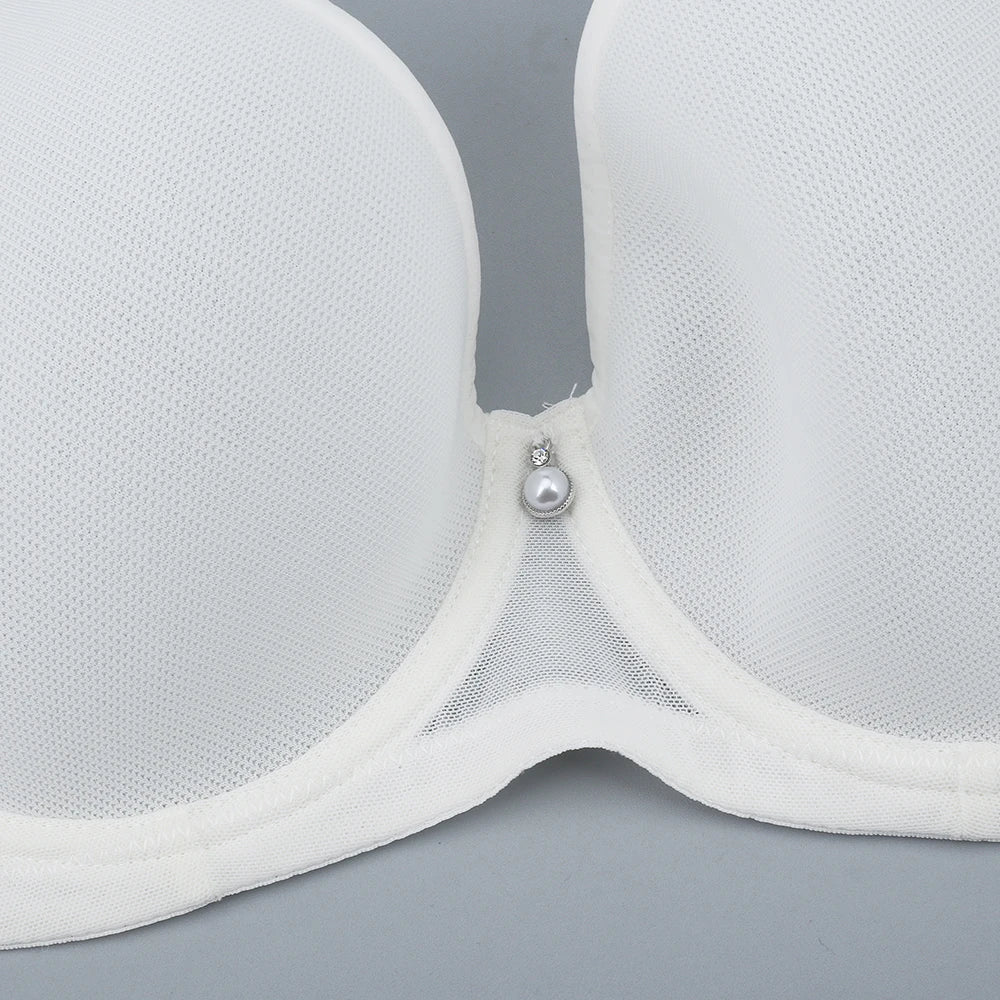 Sheroine Plus Size Women's Bra Full Coverage Ultra-thin Mesh Supportive Plunge T-Shirt Push Up Lift Everyday Lightly Lined Bras