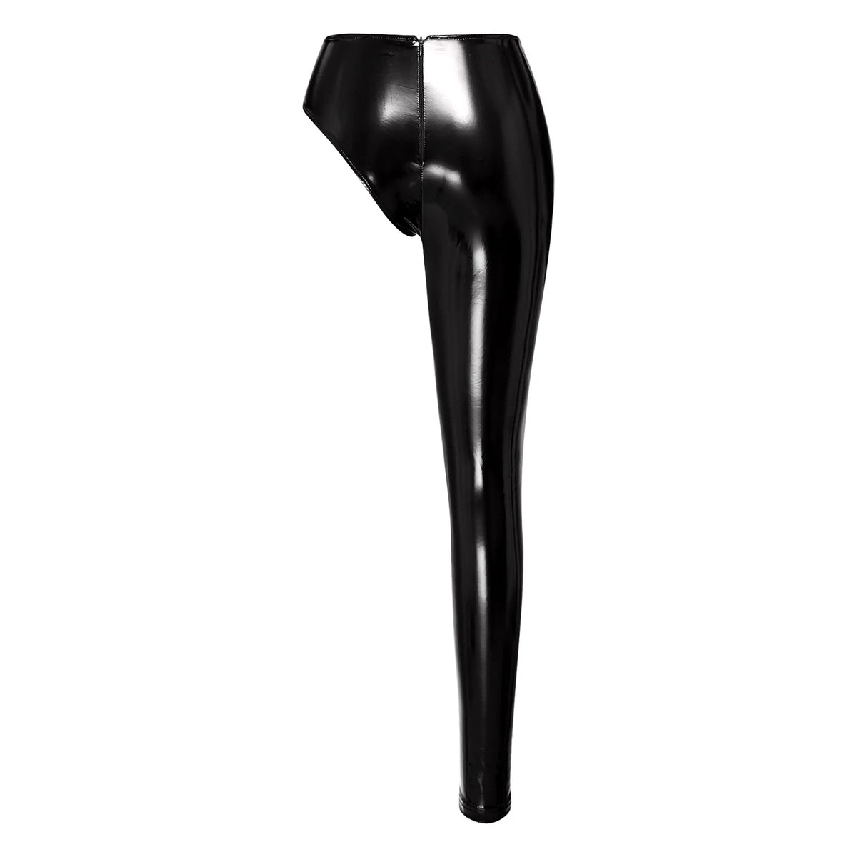 Womens Patent Leather Single-leg Pants Clubwear Glossy High Waist Leggings Tights Trousers for Rave Nightclub Party Pole Dance