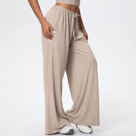 Women Quick Drying Wide Leg Yoga Pants Loose Yoga Pants High Waist With Pockets Fitness Sport Gym Workout Drawstring Full Length