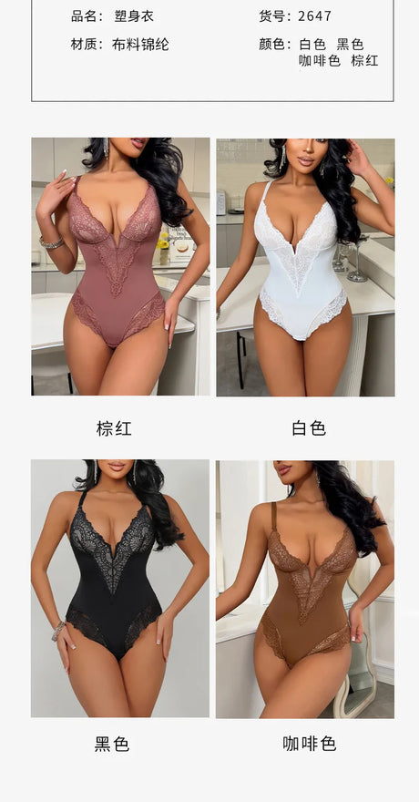 Soft Bodysuit Silky Touch Layer Bodysuits 2 Layers Shapewear Open Crotch Jumpsuit Soft Smooth Body Shaper Lace Bodysuits
