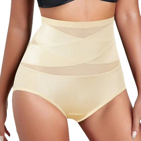 4pcs High Waisted Women's Panties Breathable Tummy Control Shapewear Mesh Cross Tummy Cinching Ice Silk No Trace Triangle Panties Tummy Tuck Shape