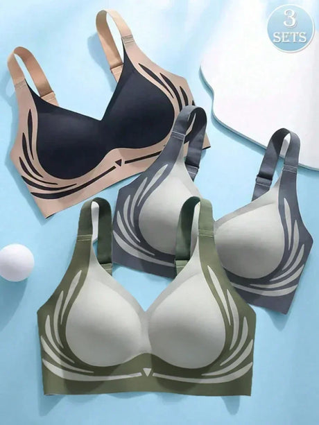 3Pcs/Set Women's Push-up Gather Wireless Bra Women Gathered Up Soft Support Adjustable Underwear Anti-sagging Seamless Bra M-2XL