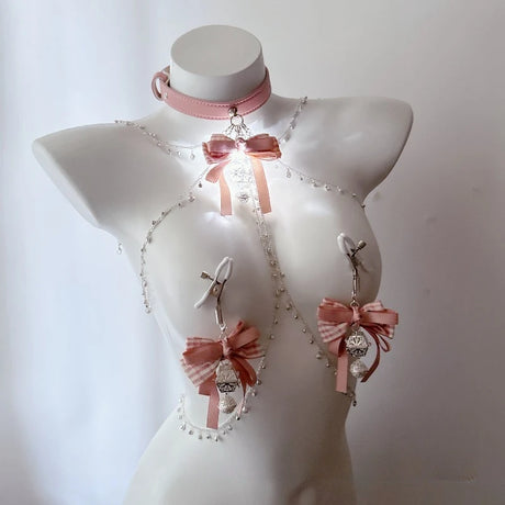 New Erotic Nipple Clamps Pink Collar Bell Body Chain Glowing Fox Tail Butt Plugs BDSM Training Sexy Accessories Adult Sex Toys