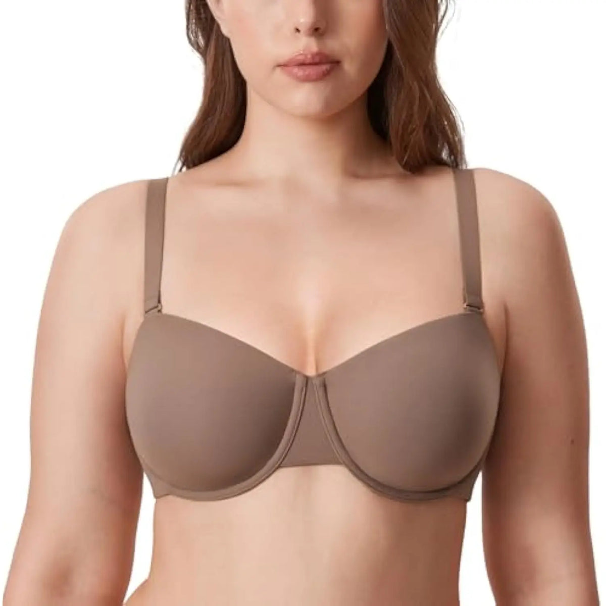 DELIMIRA Women Bras Underwear Push Up Inbarely Plus Balconette Bra Plus Size Full Coverage Seamless Unlined Underwire Bras