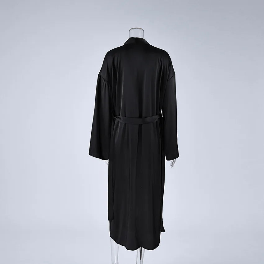 Simulated Silk Lace Splicing Pajamas 2026 Spring New Sexy Nightgown Lace-Up Robe Two-Piece Set Women's Home Wear