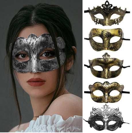 1PC Masquerade Mask Vintage Prince Mask Black Antique Copper Half Face Mask Plastic Retro Crown Masks Women Party Decoration