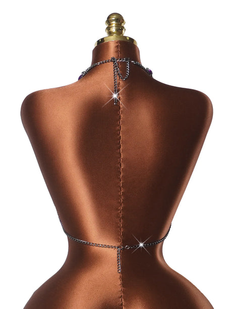 Women Sexy Backless Shine Diamond Body Chain Exotic Tanks Novelty Hollow Out Chest Chains Decor Bustier Tops Nightbar Clubwear