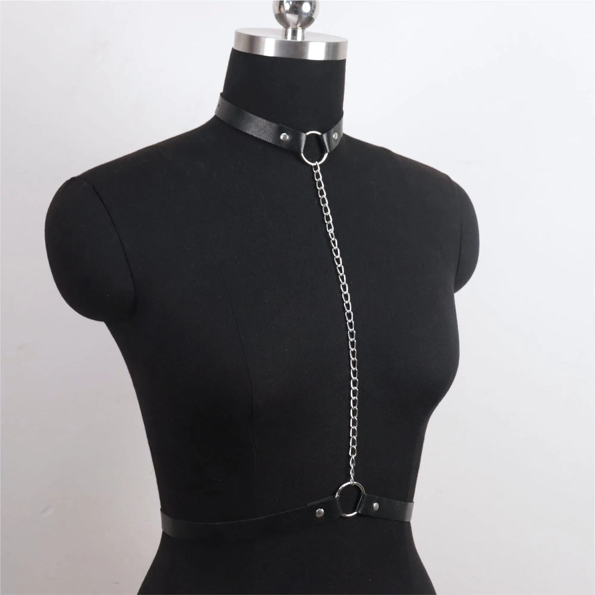 Women's Fashionable PU Leather Chain Harness Belt Edgy Punk Girl Outfit Statement Gothic Collocation Outerwear Accessories