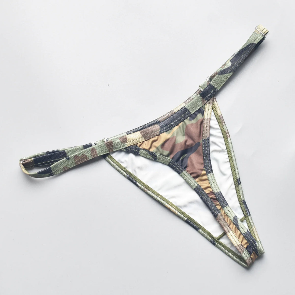 Men Women Unisex Camouflage Print Thong Underwear Adjustable Waist Strap Briefs 4 Styles Sexy Low Rise G-string Panties For D