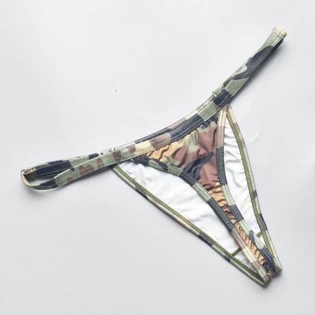 Men Women Unisex Camouflage Print Thong Underwear Adjustable Waist Strap Briefs 4 Styles Sexy Low Rise G-string Panties For D