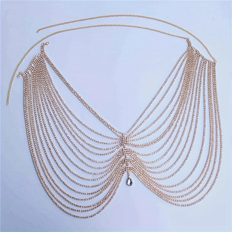 Sexy Shiny Tassel Crystal Waist Chain Women's Jewelry Fashion Luxury Nightclub Bridal Party Water Drop Pendant Body Chain