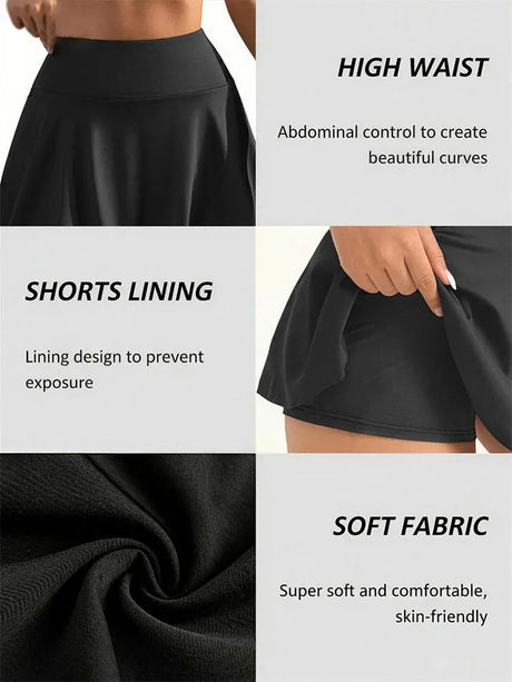 Women’s Yoga Fitness Tennis Outfit High Waist Sports Skirt Summer New Style Quick Dry A-Line Skort Suitable For Running Workout