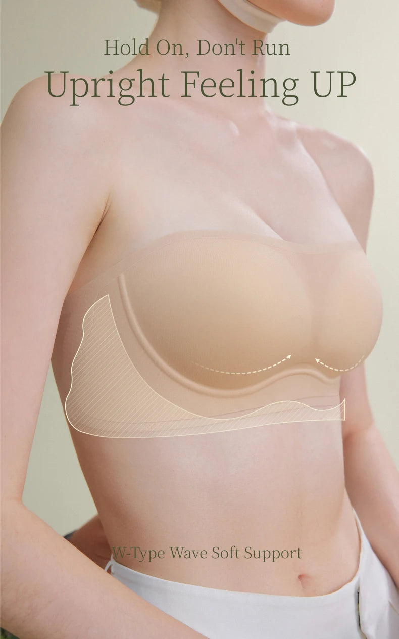 SUJIIN Invisible Strapless Bra for Women Wireless Seamless Push Up Bralette Lady Summer Convertible Multiway Lift Bras Female