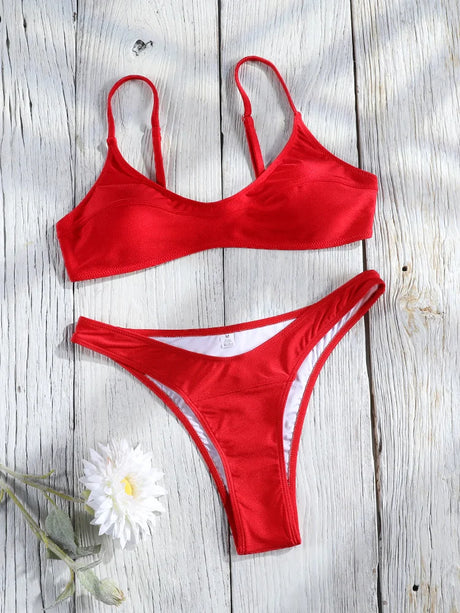 Miyouj Push Up Bathsuit Sexy Bikini Solid Two Piece Suit Triangle Swimwear 2026 Swimsuits Low Waist Bikinis High Cut Bathwear