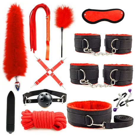 SM Sex Products BDSM Bondage Set Handcuffs Anal plug Tail Whip Gag Vibrat Adult Toys Exotic Accessories Sex Toys for Couples
