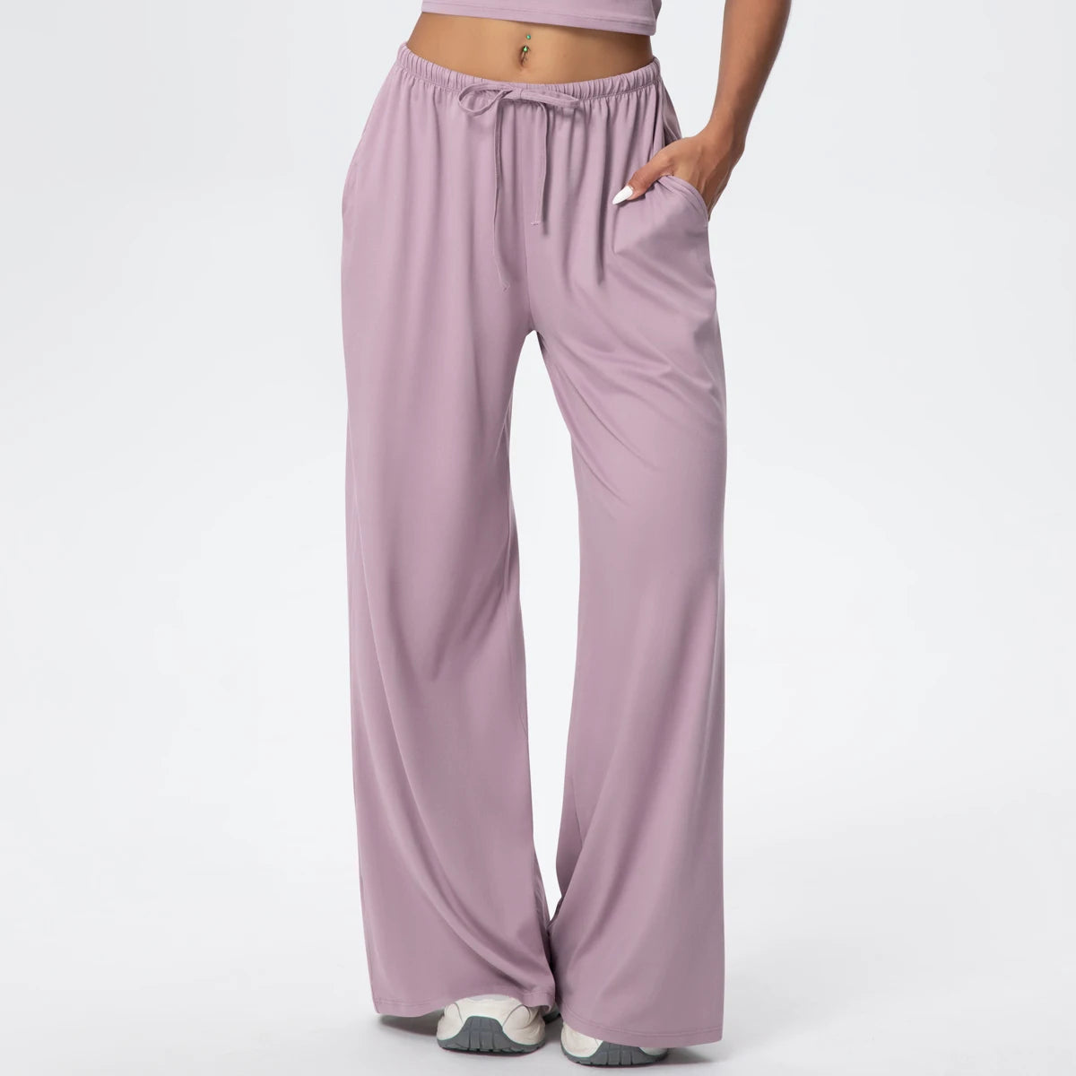 Women Quick Drying Wide Leg Yoga Pants Loose Yoga Pants High Waist With Pockets Fitness Sport Gym Workout Drawstring Full Length