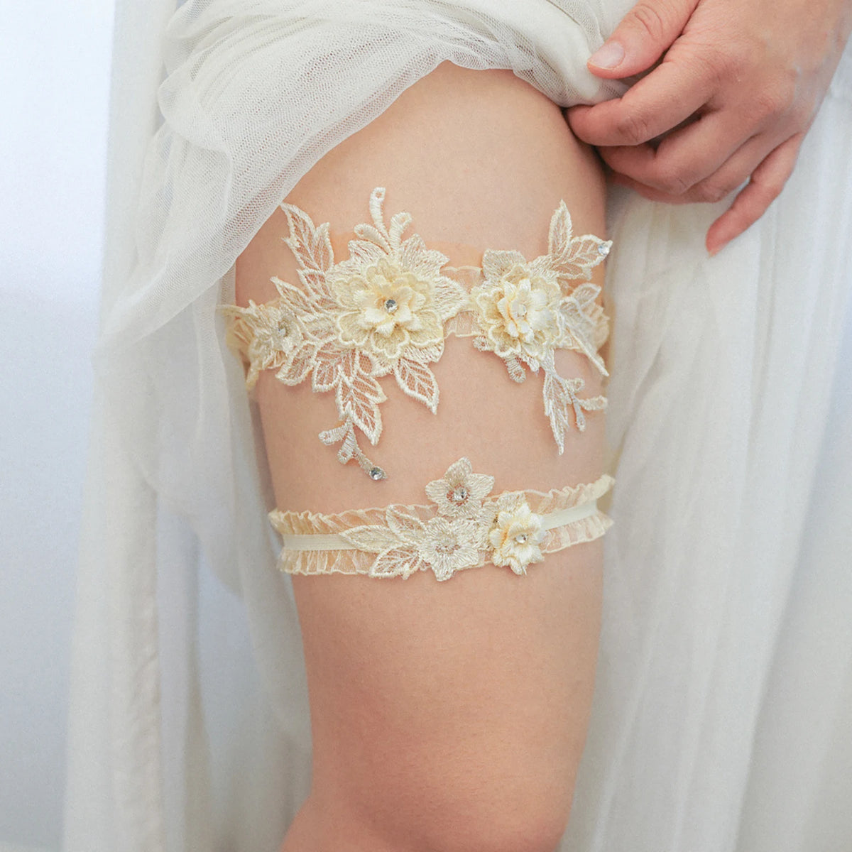 Sexy Lace Garter Women Socks Ring Bride Leg Ring Wedding Dress Ring Decoration Garters Thigh Bands Flowers With Rhinestone Blue