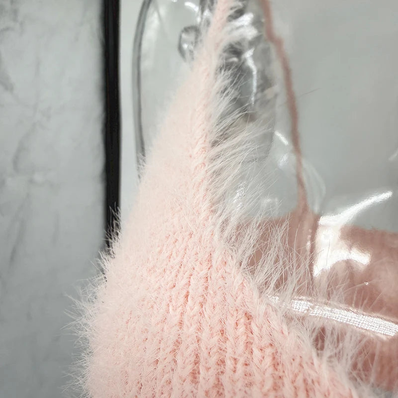Tossy Crop Top Women Camisole Spaghetti Strap Scoop Neck Fuzzy Knit Party Club Sleeveless Slim Fit Spring Summer Y2K Casual Top