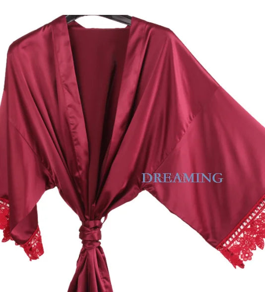 Personalised Sega Floral Wreath Robes Custom Bridal Robe Satin Wedding Bridesmaid Kimono Dressing Gown Bride to be Robe