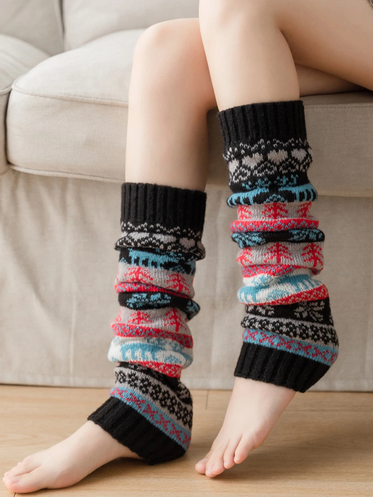 New fall and winter stocking stocking medium long calf socks leg warmers warm socks Christmas snow knit leg socks