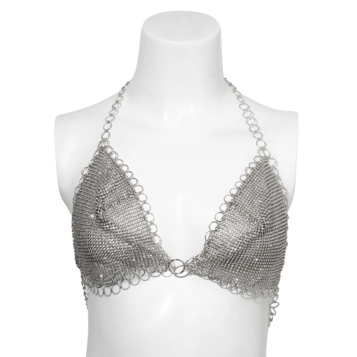 IngeSight.Z Sexy Shiny Rhinestone Mesh Underwear Bra Chest Chain for Women Luxury Crystal Summer Beach Festival Body Jewelry