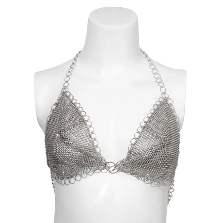 IngeSight.Z Sexy Shiny Rhinestone Mesh Underwear Bra Chest Chain for Women Luxury Crystal Summer Beach Festival Body Jewelry