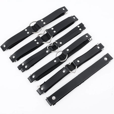 Punk Black Heart Leather Sword Belt Waist Garter Handmade Body Bondage Sexy Leg Suspenders Harness Stockings Belts for Women